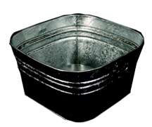 TUB WASH SQUARE GALV 15-1/2 GALLON - Tubs: Metal